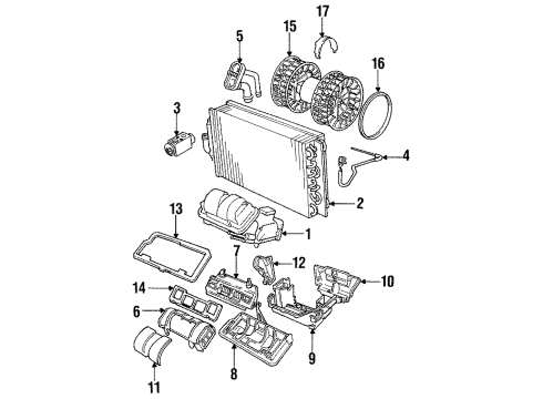 1990 BMW 735iL Blower Motor & Fan Blower Unit Diagram for 64111388175