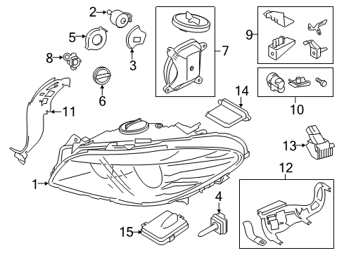 2015 BMW 550i xDrive Headlamps Repair Kit, Led Module Diagram for 63117343876