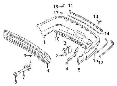 2002 BMW 525i Rear Bumper Covering Left Diagram for 51127005939