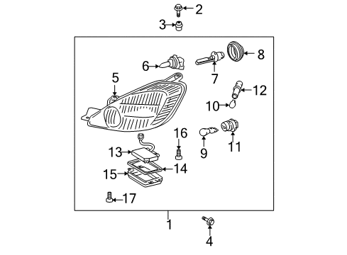 2004 Toyota Sienna Headlamps Lens & Housing Diagram for 81170-AE020