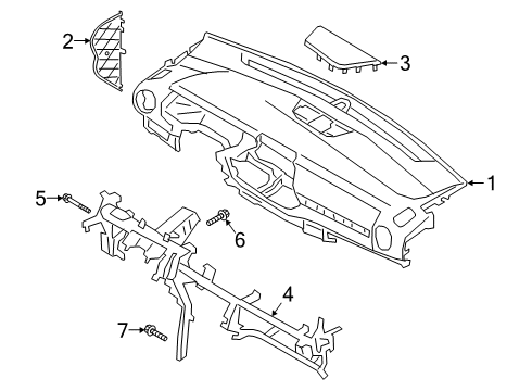 2019 Kia Forte Cluster & Switches, Instrument Panel Crash Pad Assembly-Main Diagram for 84710M7000WK