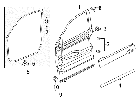 2015 Honda Accord Front Door Weatherstrip, L. FR. Diagram for 72350-T2F-A01