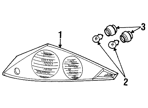 2000 Mercury Cougar Bulbs Tail Lamp Assembly Diagram for F8RZ-13405-EA