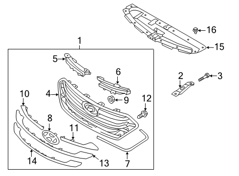 2013 Hyundai Santa Fe Sport Grille & Components Piece-Radiator Grille NO.3 Diagram for 86355-2W000