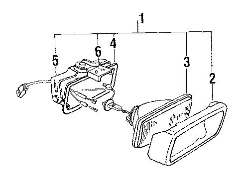 1988 Honda Prelude Fog Lamps Foglight Unit, Driver Side Diagram for 34251-SF1-A02