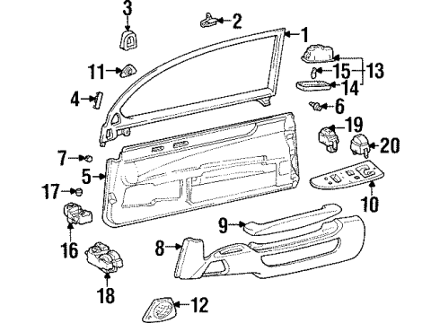 1997 Lexus SC400 Front Door Front Armrest Assembly, Right Diagram for 74210-24092-A2