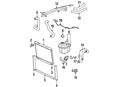 1995 Toyota Previa Radiator & Components Pipe, Water By-Pass Diagram for 16268-76060