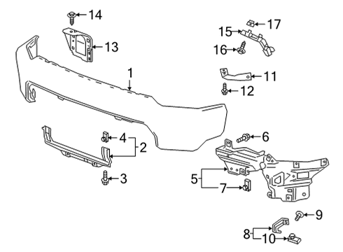 2022 Chevrolet Silverado 2500 HD Bumper & Components - Front Bracket Diagram for 84603327