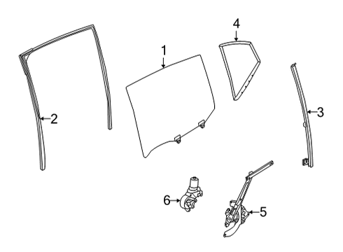 2022 Nissan Sentra Front Door Glass & Hardware SASH ASSY-REAR DOOR PARTITION, LH Diagram for 82223-6LA1A