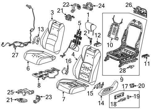 2019 Honda Accord Power Seats Pad, Left Front Seat Cushion Diagram for 81537-TVC-L31