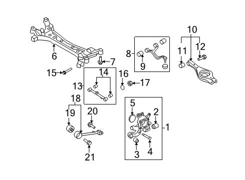 2008 Hyundai Azera Rear Suspension Components, Lower Control Arm, Upper Control Arm, Stabilizer Bar Bush-Trailing Arm Diagram for 555433K000