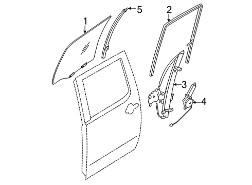 2022 Nissan Frontier Front Door Glass & Hardware SASH ASSY-REAR DOOR, REAR LH Diagram for 82217-9BU0A