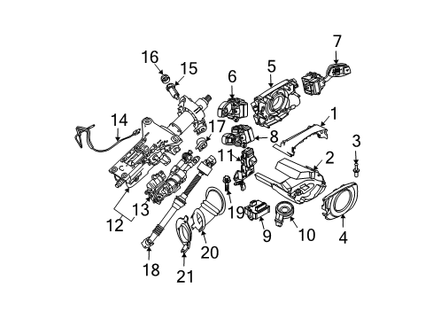 2007 BMW 530i Upper Steering Column Ignition Lock Switch Diagram for 66129172159