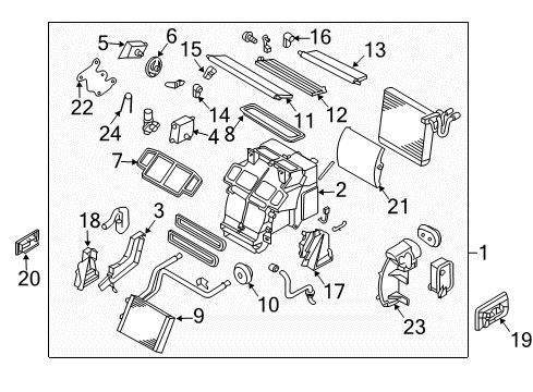 2003 Infiniti G35 A/C Evaporator & Heater Components Lever-Air Mix Door Diagram for 27156-AL500