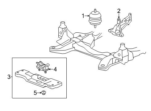 2012 Cadillac CTS Engine & Trans Mounting Mount Bracket Diagram for 15854018