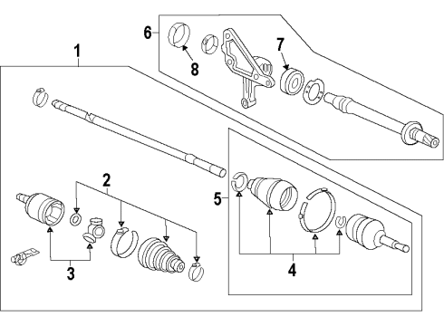 2013 Acura TL Front Axle Shafts & Joints, Drive Axles Boot Set, Inboard Diagram for 44017-TK4-A10