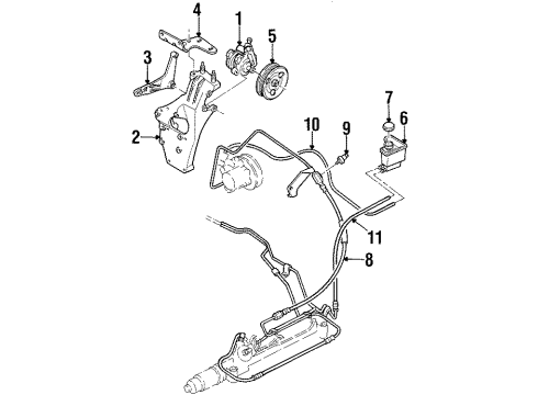 1999 Mercury Mystique P/S Pump & Hoses, Steering Gear & Linkage Power Steering Pump Diagram for F83Z-3A674-CCRM