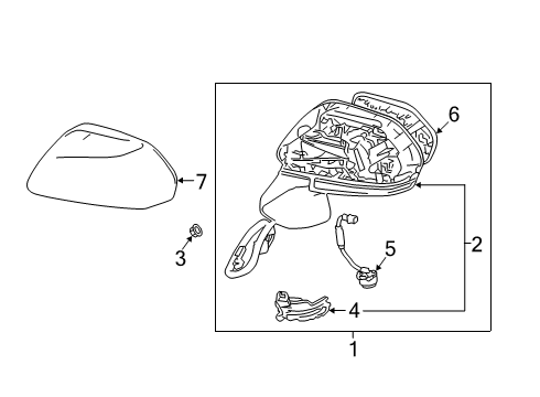 2020 Toyota Avalon Mirrors Mirror Glass Diagram for 87902-07070