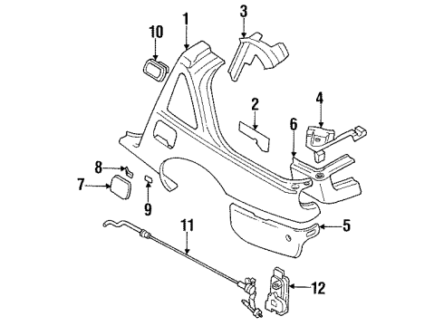 1993 Nissan 300ZX Quarter Panel & Components Actuator Assy-Fuel Lid Opener Diagram for 78850-46P01