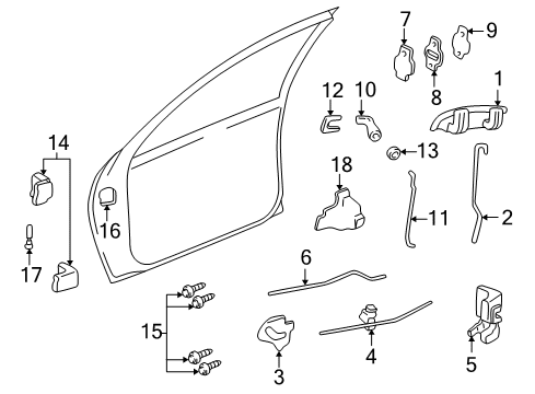 2003 Pontiac Sunfire Front Door Front Side Door Window Regulator Diagram for 16830432