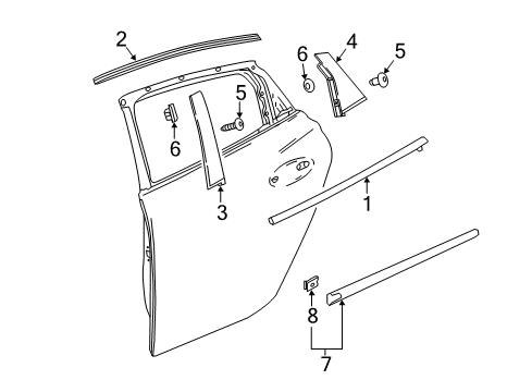 2019 Buick LaCrosse Exterior Trim - Rear Door Belt Molding Diagram for 26215879