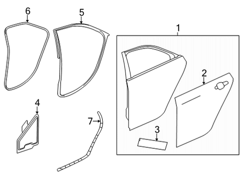 2020 Cadillac CT5 Door & Components Weatherstrip On Body Diagram for 84728022