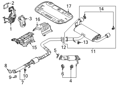 2022 Hyundai Veloster N Exhaust Components Protector-Heat Diagram for 28525-2G350