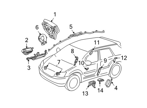 2007 Lexus RX350 Air Bag Components Sensor Assy, Side Air Bag, LH Diagram for 89830-0E010