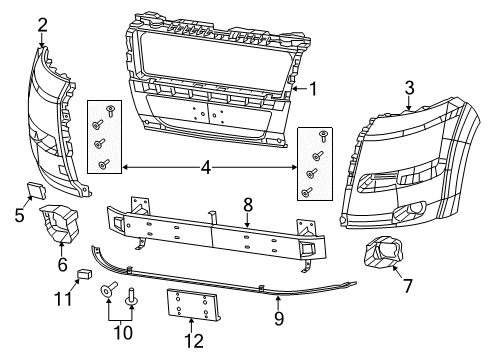 2014 Ram ProMaster 3500 Front Bumper CROSSMEMBER-Front Diagram for 68191767AB