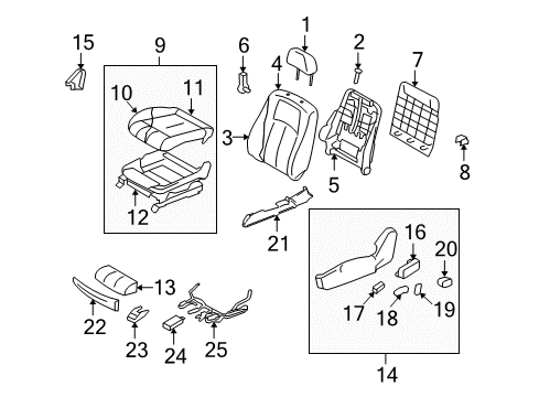 2009 Infiniti G37 Power Seats Pad-Front Seat CUSH Diagram for 87361-JK73A