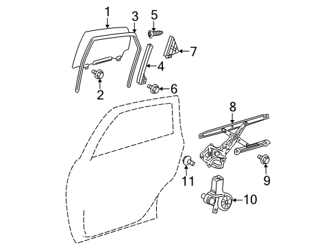 2015 Toyota Prius Plug-In Rear Door - Glass & Hardware Division Bar Diagram for 67407-47030