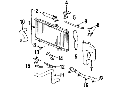 1995 Honda Accord Radiator & Components Cap Set, Reserve Tank Diagram for 19110-P0A-000