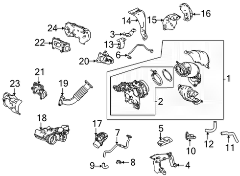 2021 Acura TLX Turbocharger & Components TURBOCHARGER SET Diagram for 18030-6S9-305