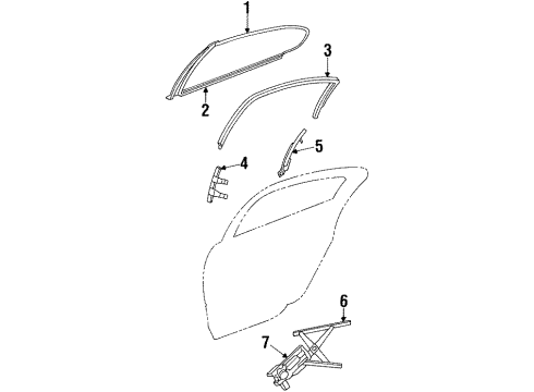 1999 Chrysler LHS Door & Components WEATHERSTRIP-Rear Door Flush Glass Diagram for 4780162AI