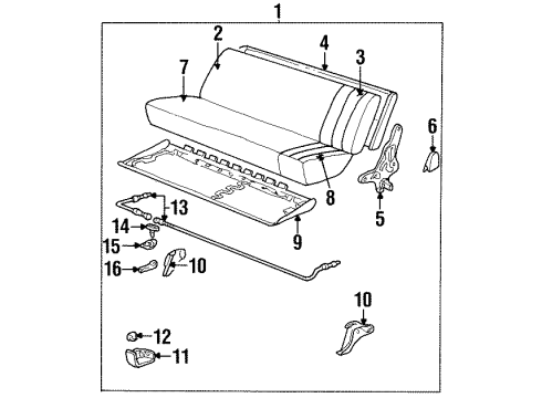 1994 Chevrolet K2500 Rear Seat Components PAD, Seat Cushion Diagram for 12549038