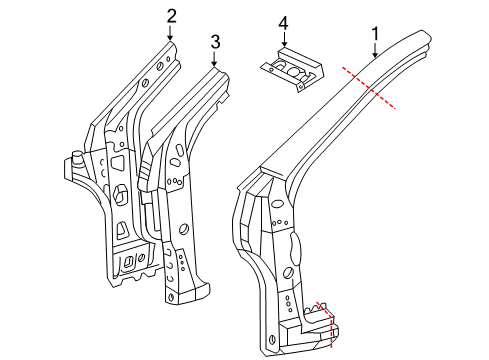 2004 Scion xA Hinge Pillar Reinforcement Diagram for 61108-52060