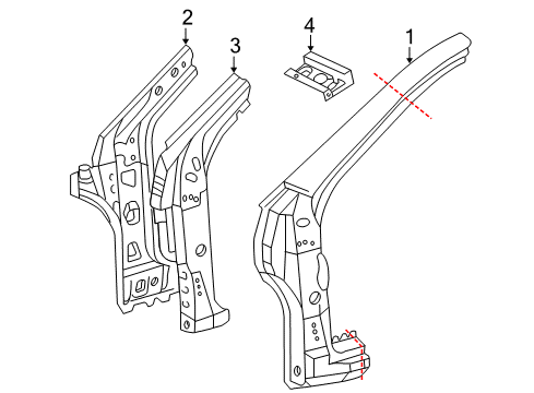 2004 Scion xA Hinge Pillar Inner Pillar Diagram for 61024-52070