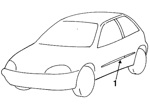 1999 Chevrolet Metro Exterior Trim - Quarter Panel Molding, Rear Quarter *Charcoal Gra Diagram for 30015325