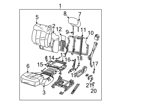 2002 Chevrolet Silverado 1500 Front Seat Components Seat Cushion Pad Diagram for 12473892