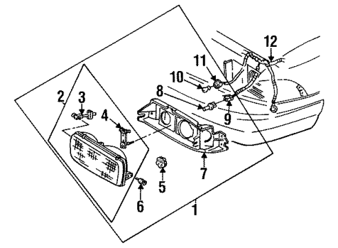 1994 Chevrolet Impala Headlamps Lens, Front Headlamp (W/Housing) Diagram for 16522162