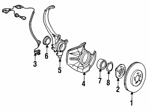 1995 Acura Legend Front Brakes Left Front Caliper Diagram for 06453-SP0-506RM