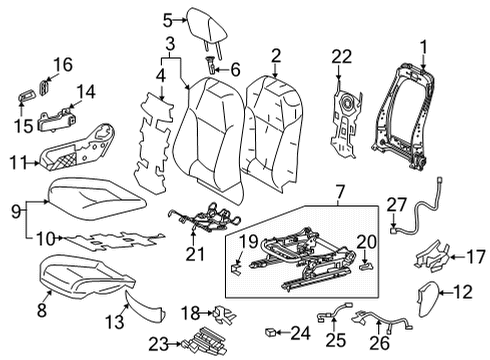 2021 Toyota Venza Power Seats Frame Sub-Assembly, FR S Diagram for 71013-42250