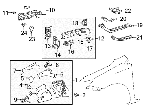 2018 Toyota Corolla iM Structural Components & Rails Reinforce Plate Diagram for 57017-12070