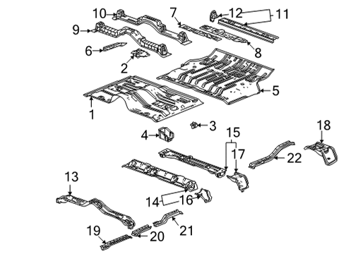 2022 Cadillac Escalade ESV Floor & Rails Front Floor Pan Diagram for 84733377