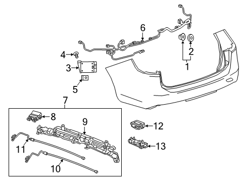 2018 Buick Regal TourX Parking Aid Motion Sensor Diagram for 39071157