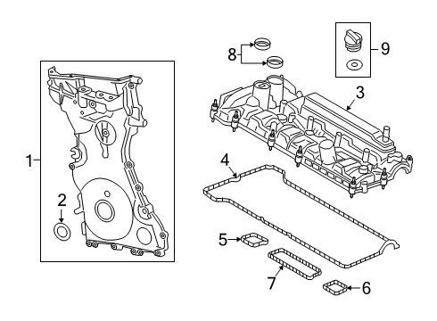 2022 Ford Transit Connect Valve & Timing Covers Timing Cover Diagram for JX6Z-6019-J