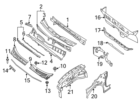 2011 Nissan Sentra Cowl Clip Diagram for 66820-61U00