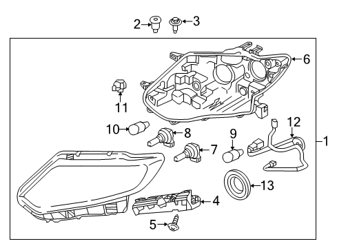 2014 Nissan Rogue Headlamps Driver Side Headlight Assembly Diagram for 26060-4BA5A