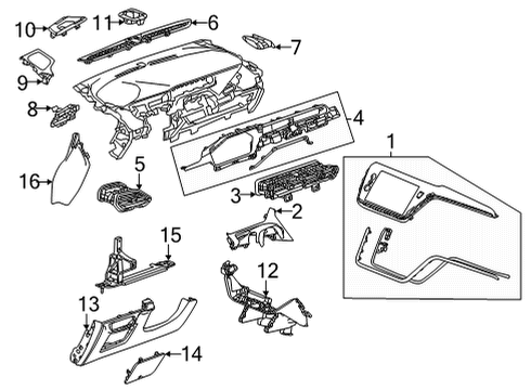 2022 Chevrolet Bolt EV Cluster & Switches, Instrument Panel Support Plate Diagram for 42783707