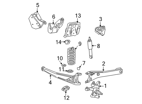 2003 Ford F-250 Super Duty Front Suspension Components, Stabilizer Bar Radius Arm Mount Bracket Diagram for 2C3Z-3B095-AB